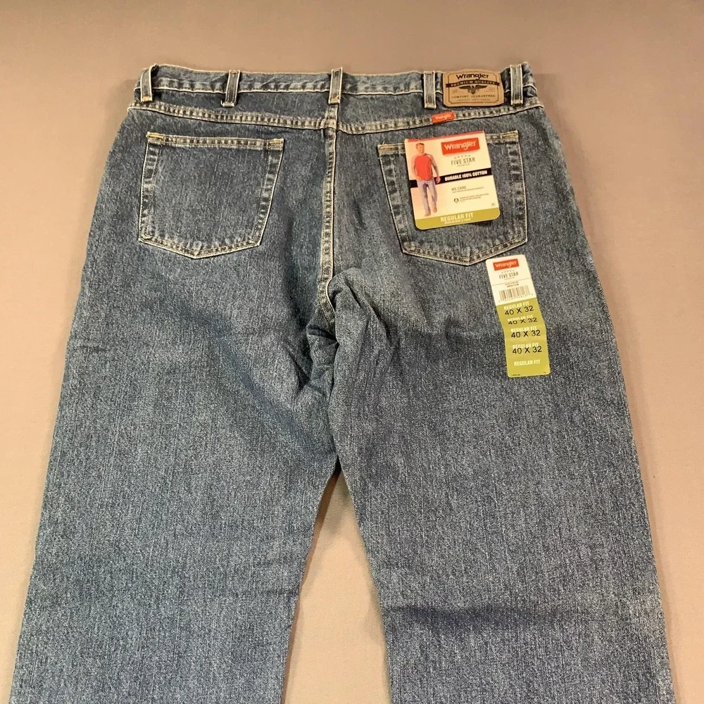 NEW Wrangler Five Star 96501DS Jeans Mens 40x32 Blue‎ Regular Straight Denim